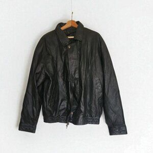 Vintage Genuine Leather Bomber Jacket – Size 2XL